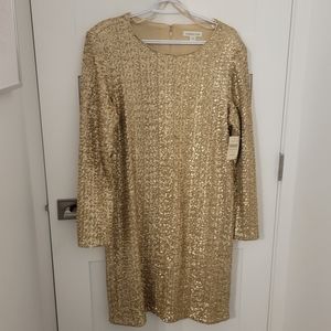 Coldwater Creek Gold Sequin Shift Dress